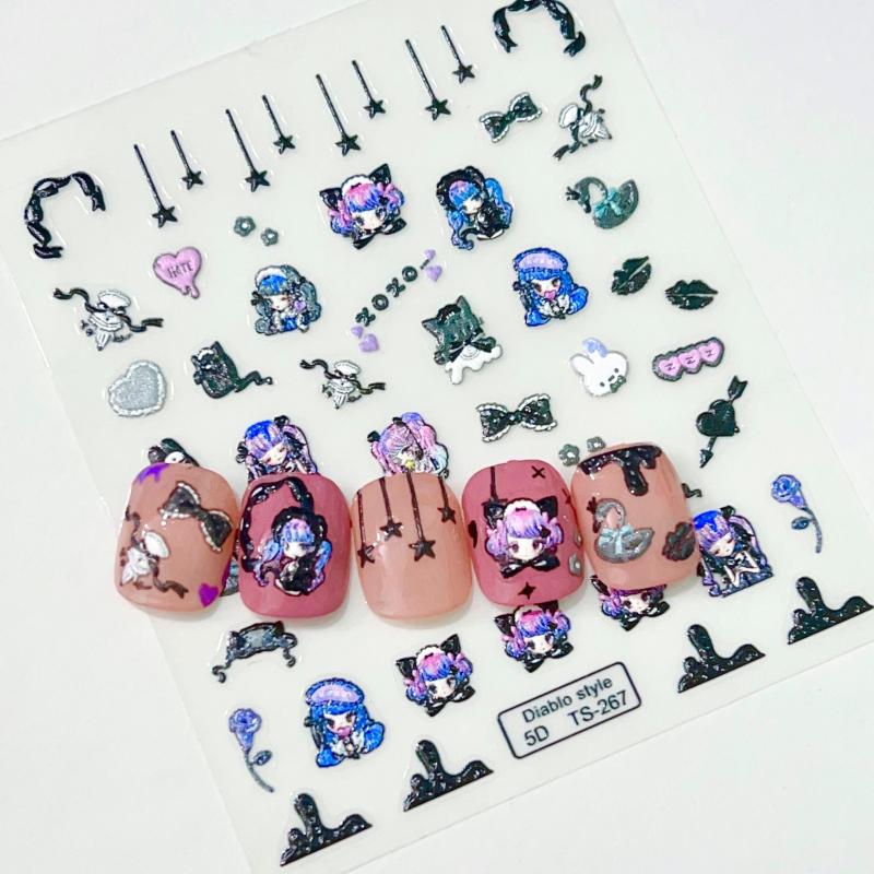 5D Sweet Cartoon Nail Art Stickers Self Adhesive Decals - Nail Art Supplies