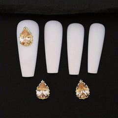 3D Water Drop Zircon Nail Rhinestones Glass Crystal AB Metal Gems