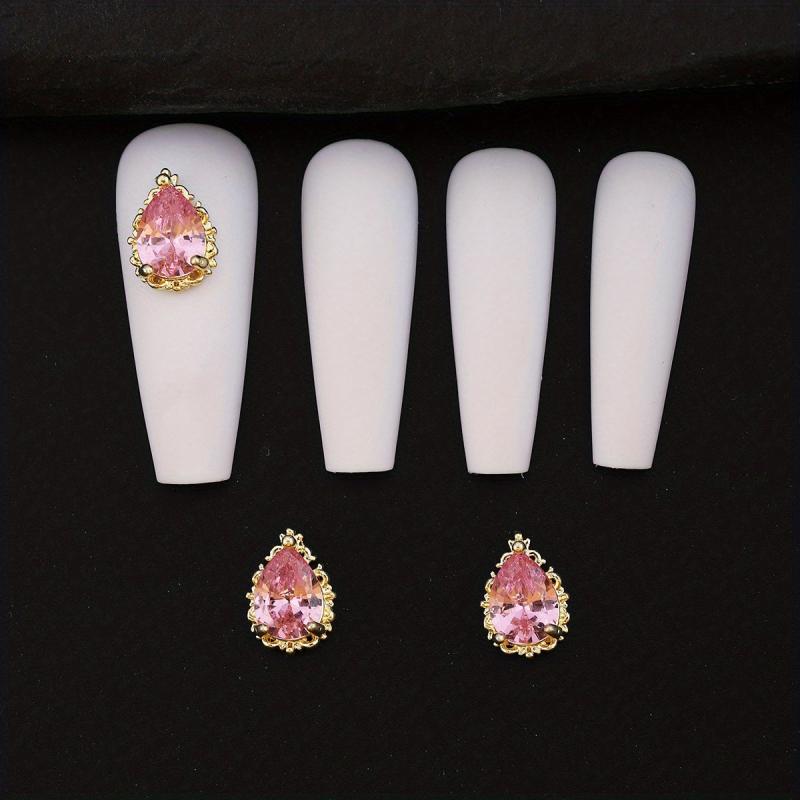 3D Water Drop Zircon Nail Rhinestones Glass Crystal AB Metal Gems