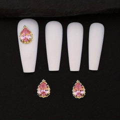 3D Water Drop Zircon Nail Rhinestones Glass Crystal AB Metal Gems