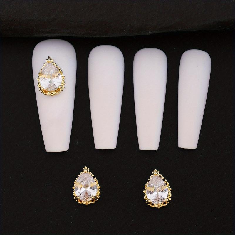 3D Water Drop Zircon Nail Rhinestones Glass Crystal AB Metal Gems