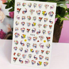 3D Skull Nail Stickers Decals Self Adhesive Bow Nail Decals