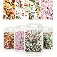 Christmas Nail Glitter Snowflake Tree Star Hexagon Sequins Flakes