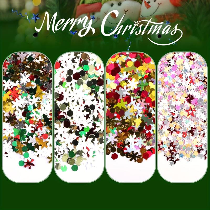 Christmas Nail Glitter Snowflake Tree Star Hexagon Sequins Flakes