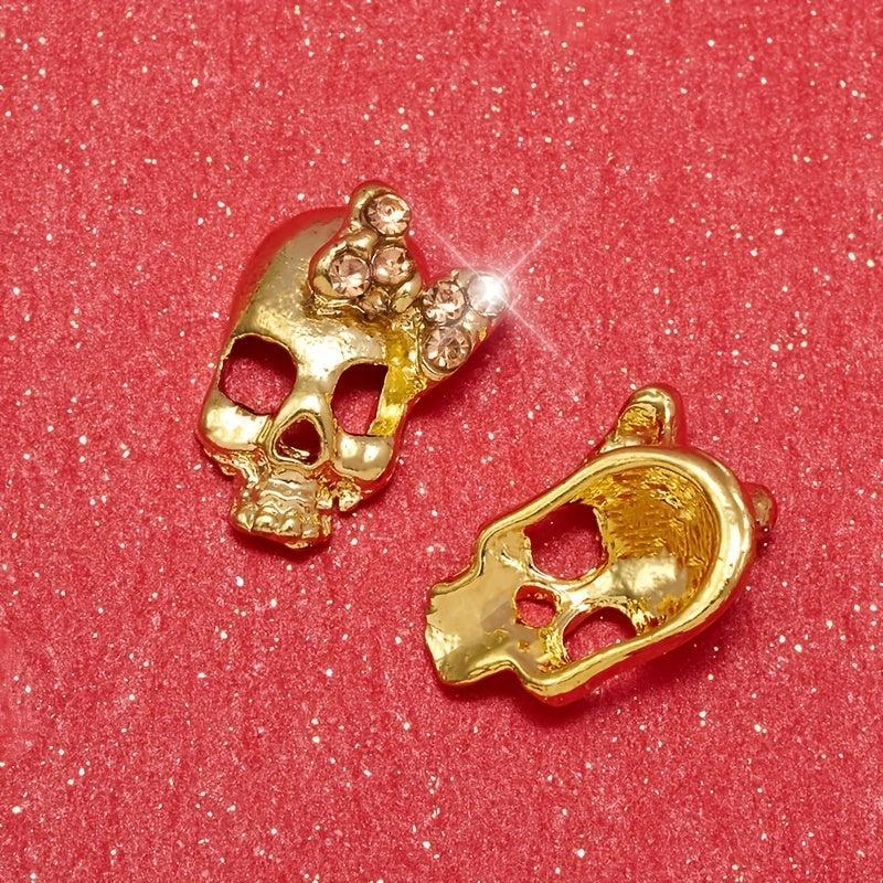 2Pcs Zircon Bowtie Skull Nail Art Charms DIY Rhinestones Nail Art Jewelry