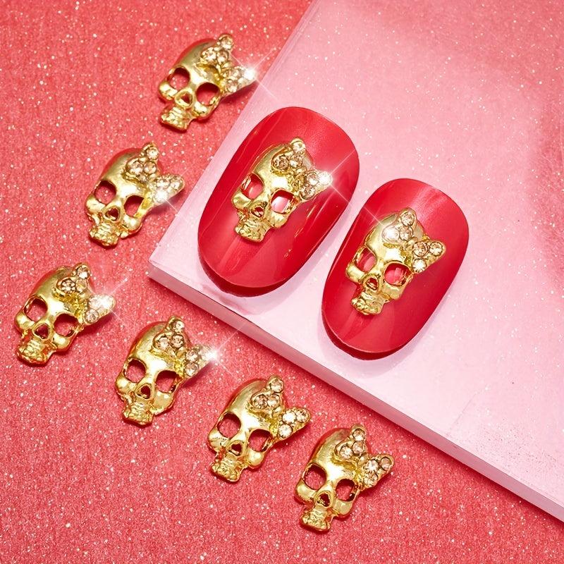 2Pcs Zircon Bowtie Skull Nail Art Charms DIY Rhinestones Nail Art Jewelry