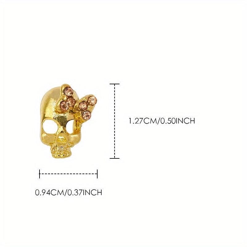 2Pcs Zircon Bowtie Skull Nail Art Charms DIY Rhinestones Nail Art Jewelry
