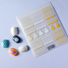 Winter Knit Sweater 5D Nails Decal Engraved Embossed Nail Art Adhesive Decals