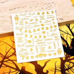 Halloween Nail Art Stickers Golden Skull Pumpkin Bat Spider Decals