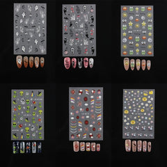 5D Halloween Nail Art Stickers - Ghost Bat Skull Pumpkin Nail Decals
