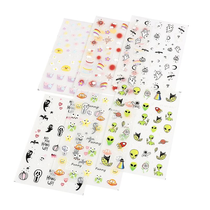 5D Halloween Nail Art Stickers - Ghost Bat Skull Pumpkin Nail Decals