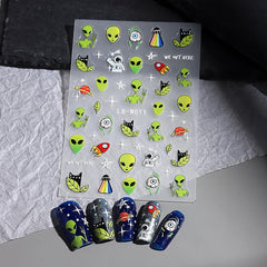 5D Halloween Nail Art Stickers - Ghost Bat Skull Pumpkin Nail Decals