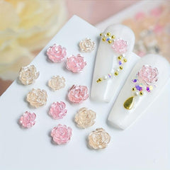 3D Flower Nail Art Charms Rhinestones Kit Camellia Rose Butterfly Mix