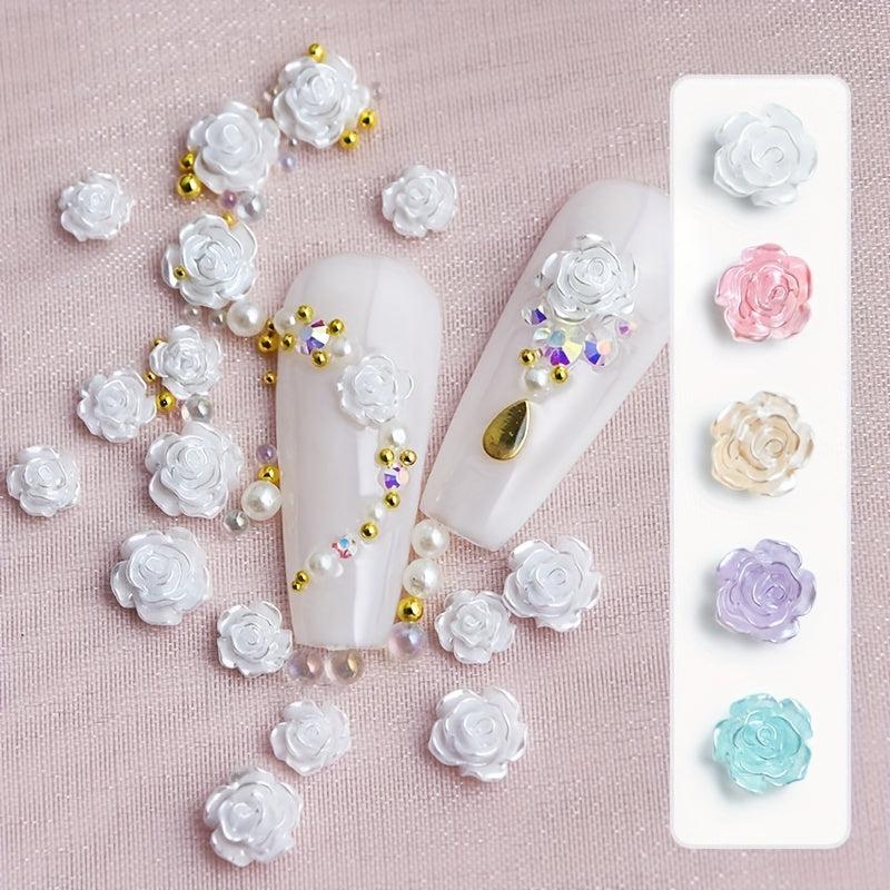 3D Flower Nail Art Charms Rhinestones Kit Camellia Rose Butterfly Mix