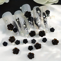3D Flower Nail Art Charms Rhinestones Kit Camellia Rose Butterfly Mix