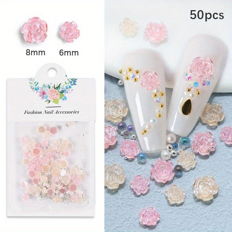 3D Flower Nail Art Charms Rhinestones Kit Camellia Rose Butterfly Mix