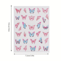 3D Butterfly Nail Art Stickers Colorful Nail Decals Self Adhesive