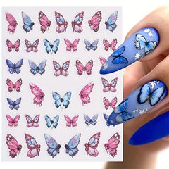3D Butterfly Nail Art Stickers Colorful Nail Decals Self Adhesive