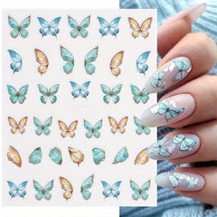 3D Butterfly Nail Art Stickers Colorful Nail Decals Self Adhesive