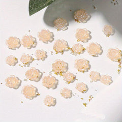 50 pcs 3D Aurora Acrylic Camellia Flower Charms for Nail Art DIY