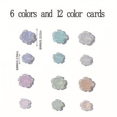 50 pcs 3D Aurora Acrylic Camellia Flower Charms for Nail Art DIY