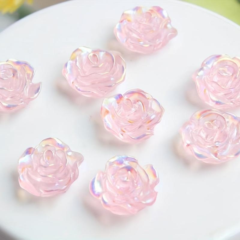 50 pcs 3D Aurora Acrylic Camellia Flower Charms for Nail Art DIY