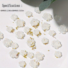 50 pcs 3D Aurora Acrylic Camellia Flower Charms for Nail Art DIY