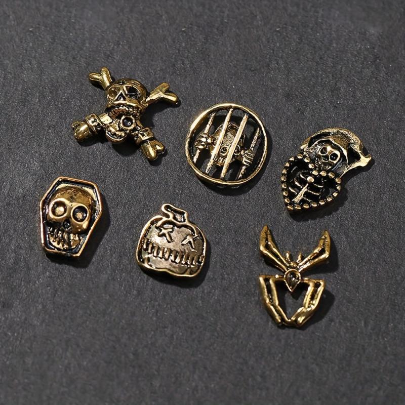 30pcs Halloween Nail Art Charms Retro Skull Accessories