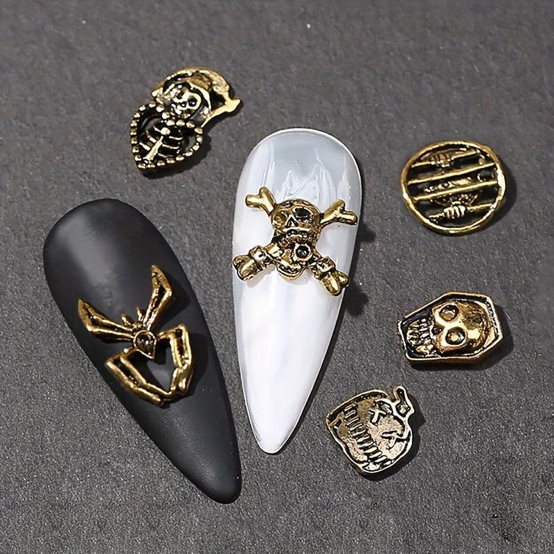 30pcs Halloween Nail Art Charms Retro Skull Accessories