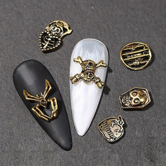30pcs Halloween Nail Art Charms Retro Skull Accessories