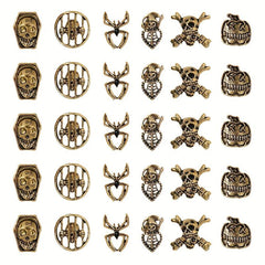 30pcs Halloween Nail Art Charms Retro Skull Accessories