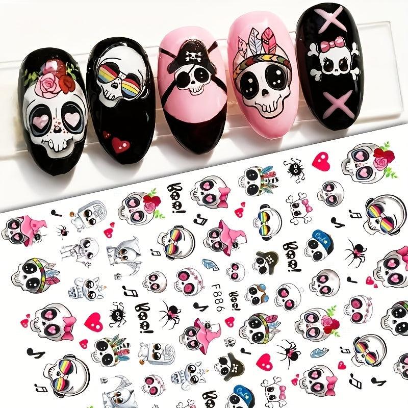 Halloween Nail Art Stickers Skull Pumpkin Decals for DIY or Salons