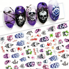 Halloween Nail Art Stickers Skull Pumpkin Decals for DIY or Salons