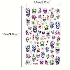Halloween Nail Art Stickers Skull Pumpkin Decals for DIY or Salons