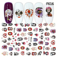 Halloween Nail Art Stickers Skull Pumpkin Decals for DIY or Salons