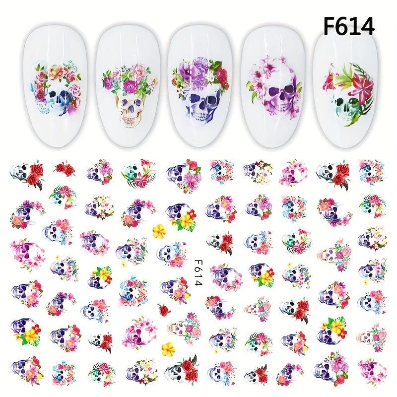 Halloween Nail Art Stickers Skull Pumpkin Decals for DIY or Salons