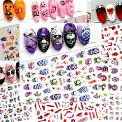 Halloween Nail Art Stickers Skull Pumpkin Decals for DIY or Salons