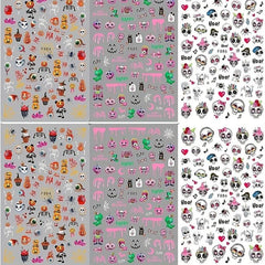 Halloween Nail Art Stickers Skull Pumpkin Decals for DIY or Salons