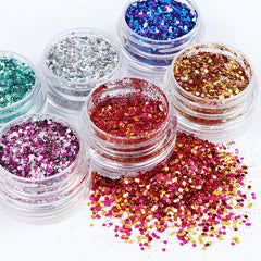 6 Holographic Nail Art Kits 3D Shining Flakes Acrylic Powder Dust Sequins