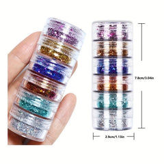 6 Holographic Nail Art Kits 3D Shining Flakes Acrylic Powder Dust Sequins
