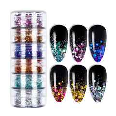 6 Holographic Nail Art Kits 3D Shining Flakes Acrylic Powder Dust Sequins