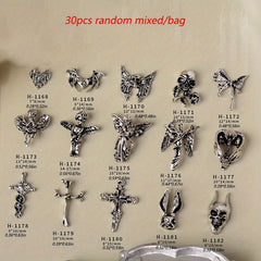 30pcs Halloween Skeleton Nails Charms DIY Decoration