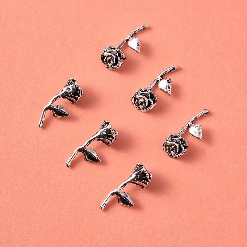 10Pcs Punk Rose Flowers Y2K Nail Art Charms Easter Gift 3D Nails DIY