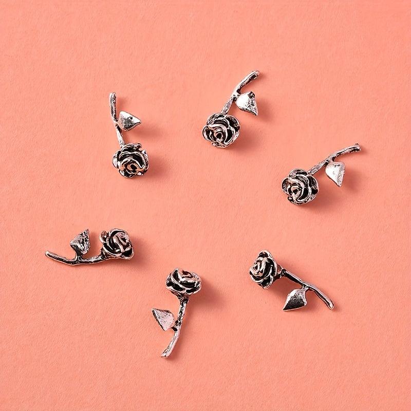 10Pcs Punk Rose Flowers Y2K Nail Art Charms Easter Gift 3D Nails DIY