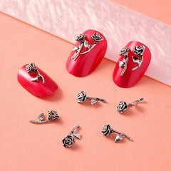 10Pcs Punk Rose Flowers Y2K Nail Art Charms Easter Gift 3D Nails DIY