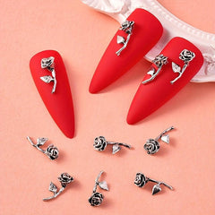 10Pcs Punk Rose Flowers Y2K Nail Art Charms Easter Gift 3D Nails DIY