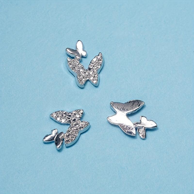 10 Pcs 3D Alloy Butterfly Nail Charms Metal Nail Gems