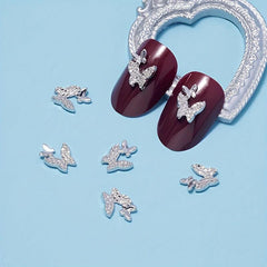10 Pcs 3D Alloy Butterfly Nail Charms Metal Nail Gems