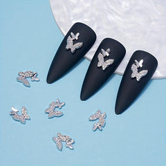 10 Pcs 3D Alloy Butterfly Nail Charms Metal Nail Gems