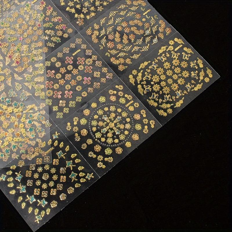 24pcs Flower Pattern Nail Art Stickers Self Adhesive Jewelry Nail Art Decals